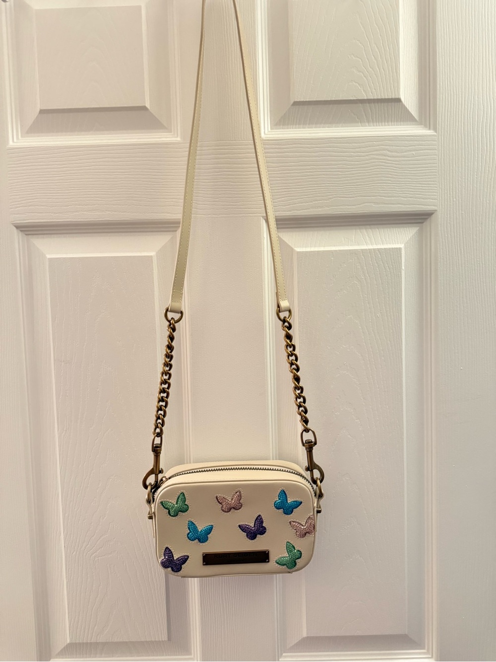 Kurt Geiger Cream Crossbody with Multicolor Butterfly Appliqués - Picture 3 of 9